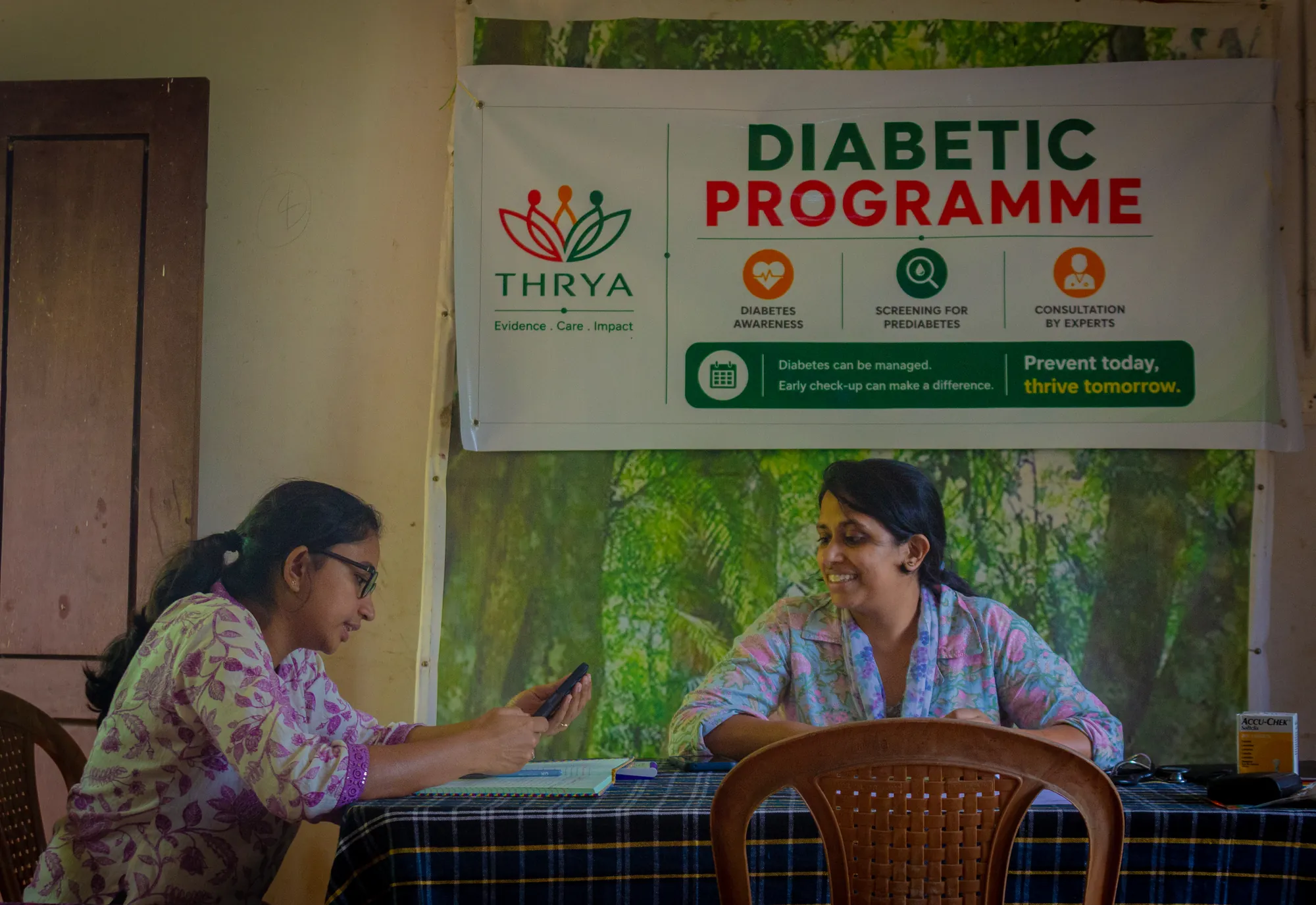 Community diabetes screening camp organised by Thrya in Wayanad